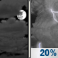 Friday Night: Mostly Cloudy then Slight Chance Showers And Thunderstorms
