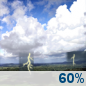 Tuesday: Chance Showers And Thunderstorms then Showers And Thunderstorms Likely