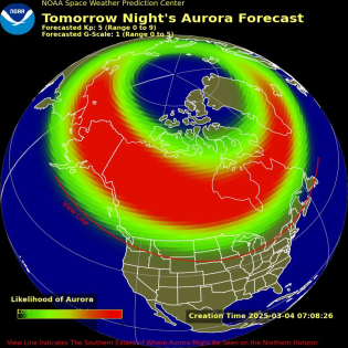 Auroral Viewline Forecast - Tomorrow