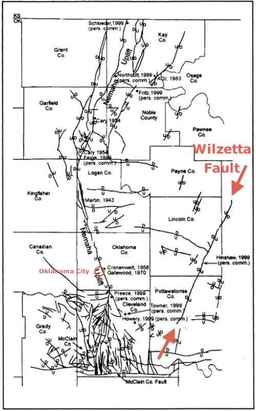 fault line in oklahoma map Oklahoma Fault Line Maps fault line in oklahoma map